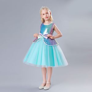 Girls kids children jazz dance dress Elsa princess Stage performance colorful glitter piano singer host flowers girls dress wedding party fleabane tutu skirt  for baby