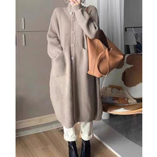 韩系慵懒风高领毛衣女单排扣纯色长袖针织开衫外套女冬季女装大衣