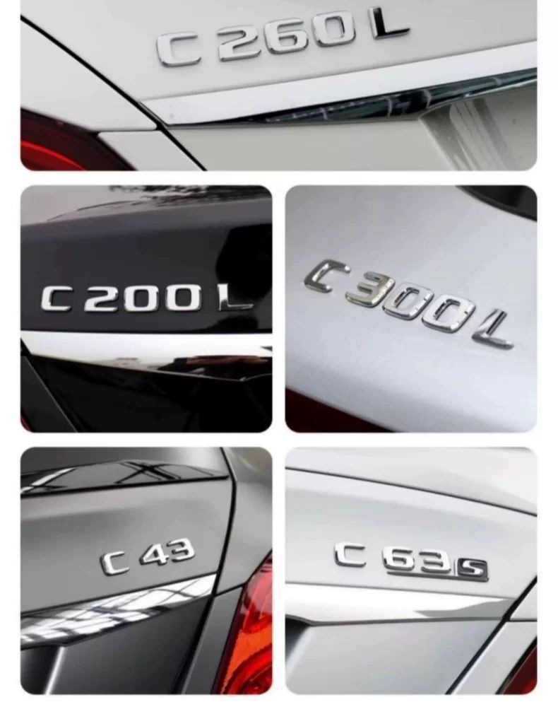 Mercedes-Benz car emblem, rear badge, E/C-Class, E300L/GLC/GLE/AMG/260L, digital English lettering, rear badge modification