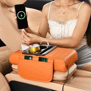 Avtomobil Qoltuqaltı Çoxfunksiyalı Saxlama, USB Şarj, Su Stəkanı Tutacağı, Universal Yastıq