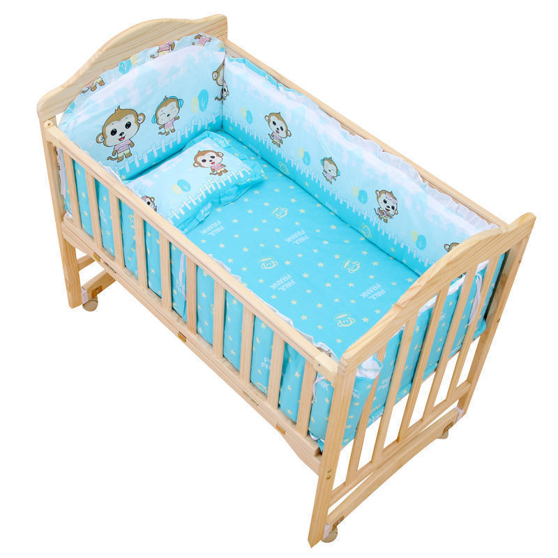 Crib Bed Surround Baby Bedding Set Kidsren's Bedding Four or Five Piece Set Pure Cotton Anti-Collision Removable and Washable Cotton