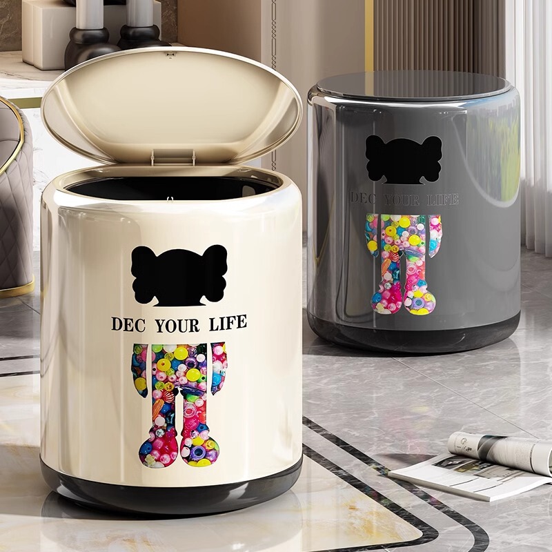 2024 New Model Trash Can with High Aesthetic Value, Large Capacity, Luxury Design for Home Use, with Lid, Suitable for Living Room, Bedroom, Kitchen, and Bathroom