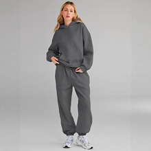 2025欧美跨境秋冬女士两件套休闲连帽衫宽松长裤运动服时尚套装