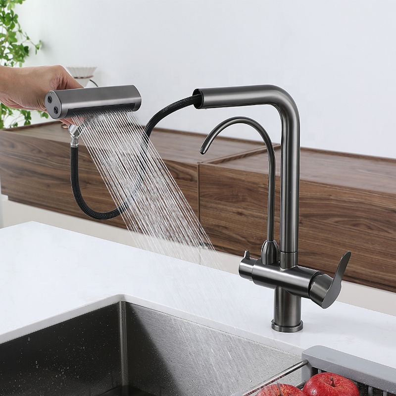 Cross-border 304 acero inoxidable 3 - en - 1 grifo de doble uso cocina fría y caliente lavabo de verduras purificador de agua grifo de agua directa