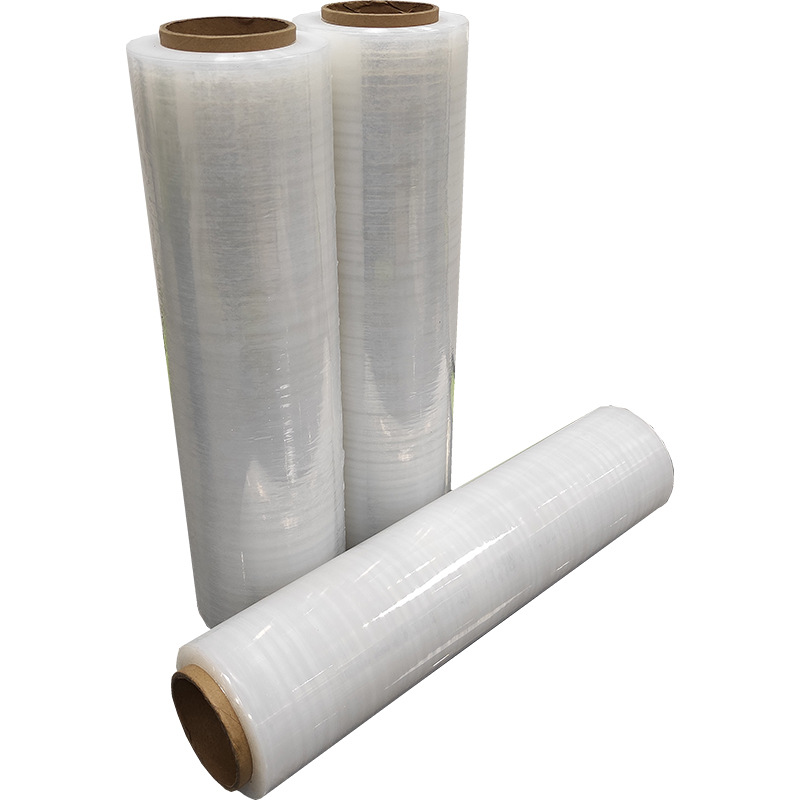 Fabricante Película estirable de PE Película de embalaje transparente de bobina grande de múltiples especificaciones Película de embalaje de transporte de alta tenacidad resistente a la perforación para uso industrial