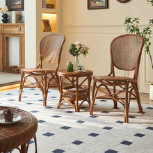 东南亚家用藤编餐椅酒店民宿咖啡厅饭店侘寂单人椅户外庭院休闲椅