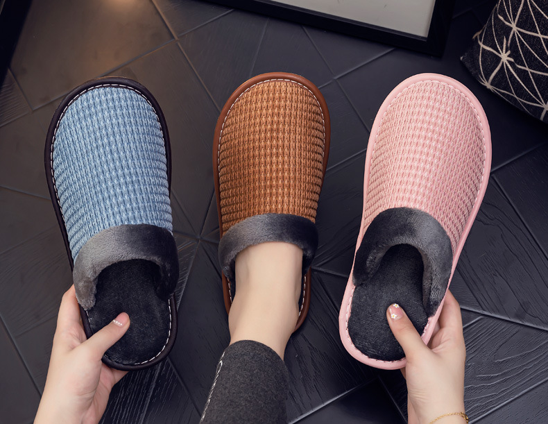 Unisex Basic Solid Color Round Toe Cotton Slippers display picture 2