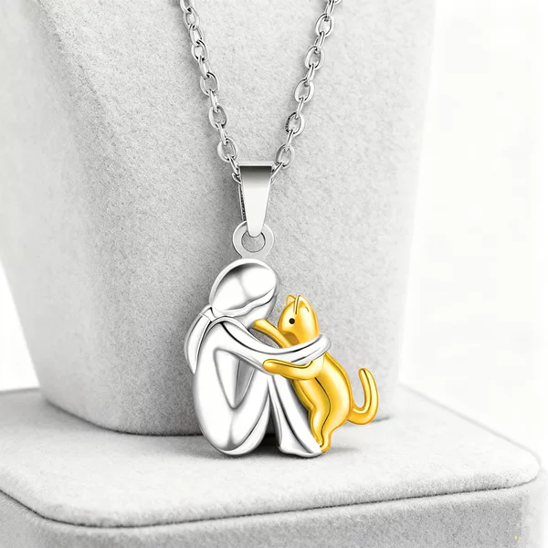Little Girl Hugging Pet Cat/Dog Necklace Earrings Simple Dress Women's Fashion Personalized Necklace Factory