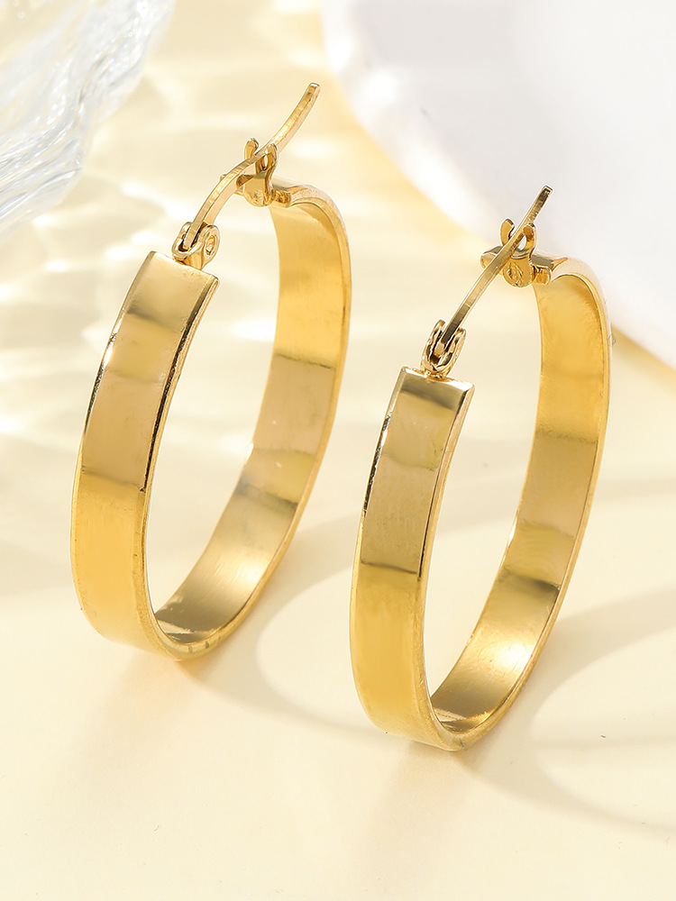 7g Weight Titanium Steel Ear Needle Material Earrings Classification 1 Pair Quantity 1 Pair Casual Simple Style Geometric Solid Color Plating Titanium Steel Earrings