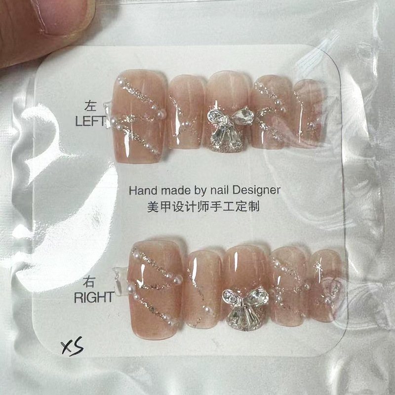 Kaiman desgaste hecho a mano fragmento de uñas con flash diamante Año Nuevo desgaste pieza de uñas puro deseo europeo y americano largo parche de uñas