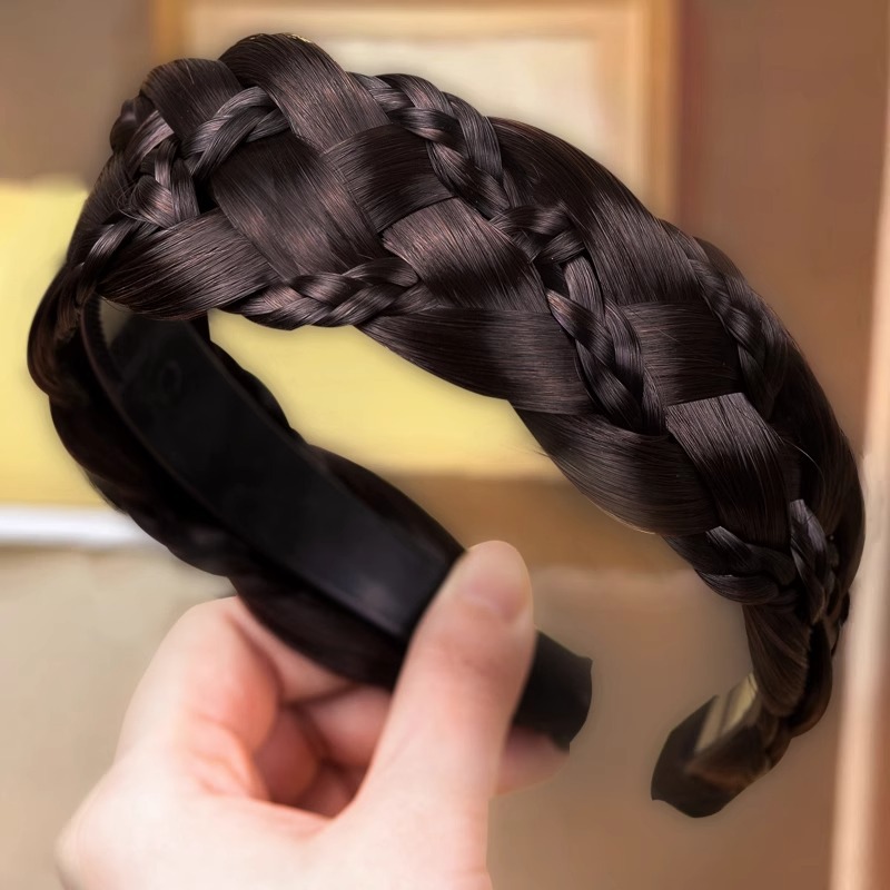 넓어진 머리띠 땋기 [다크브라운]