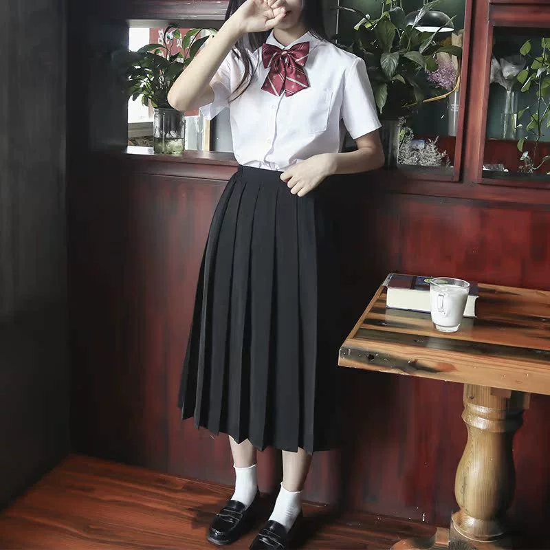 Jk униформа японского колледжа стиль черный темно-синий плиссированная юбка