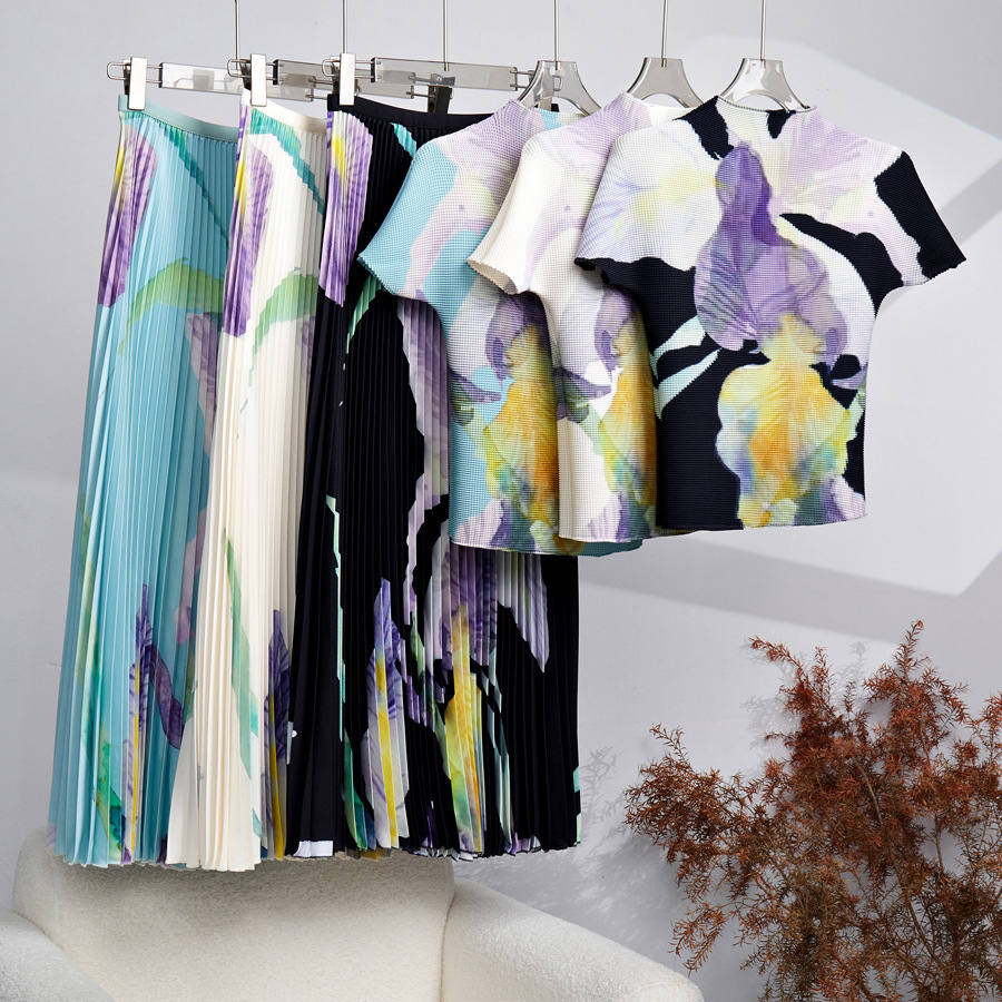 Elegant Pleated Two Piece Pant Set For Women With Floral Print_voghion.com