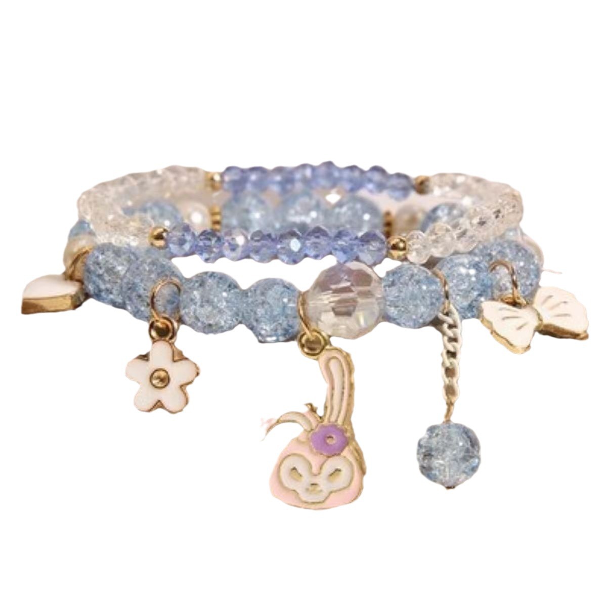 Lindo conejo pulsera de los niños princesa femenina pequeña niña cuentas cristal estudiante estilo coreano novias hermanas pulsera joyería