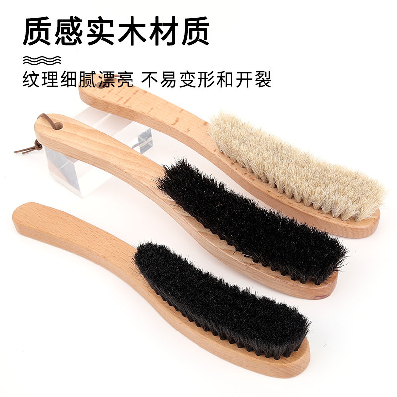 批发跨境外贸高品质长柄纯马毛衣帽刷天然实木马鬃毛床刷清洁除尘