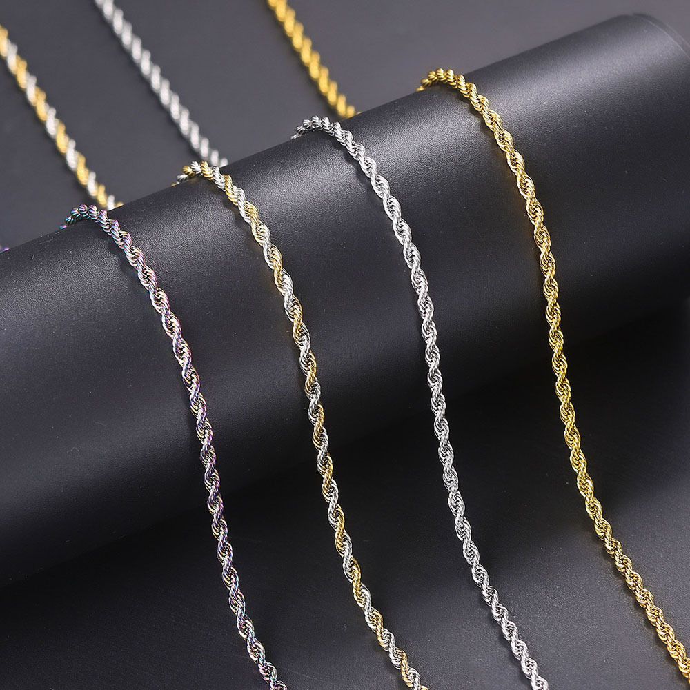 Stone-Free Inlay Material Necklace Classification Hip-hop Waves Stainless Steel Plating Men's Necklace