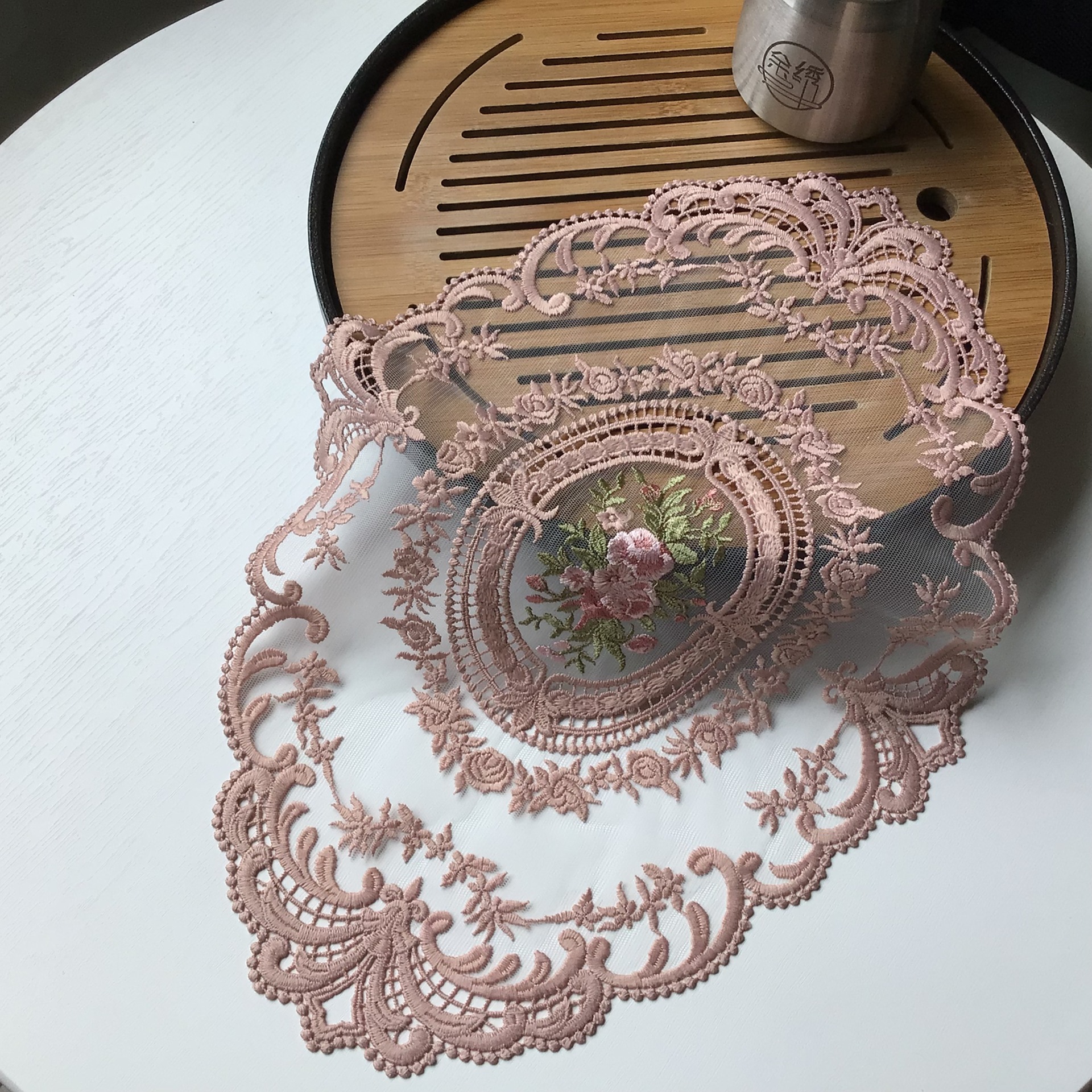 Encaje mantel posavasos estilo europeo Vintage bordado encaje cubierta a prueba de polvo toalla mesa de café estera accesorios de tiro mantel decorativo bandera