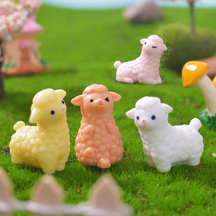 Micro-landscape Cute Cartoon Alpaca Ornaments Simulation Animal Garden Landscaping Accessories Resin Craft Decorations Ornaments