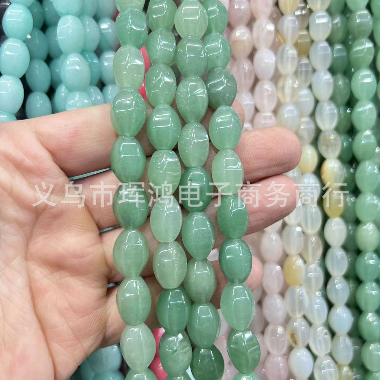 批發 10*14mm玉石六角米珠散珠 diy飾品配件項鍊串珠半成品