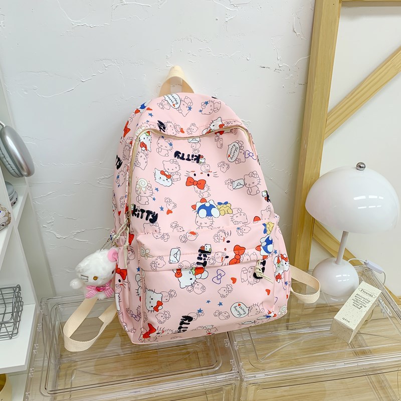 キャンパス風かわいいトレンドニッチ多用途スクールバッグプリント落書き学生女の子バックパック軽量ktバックパック|undefined