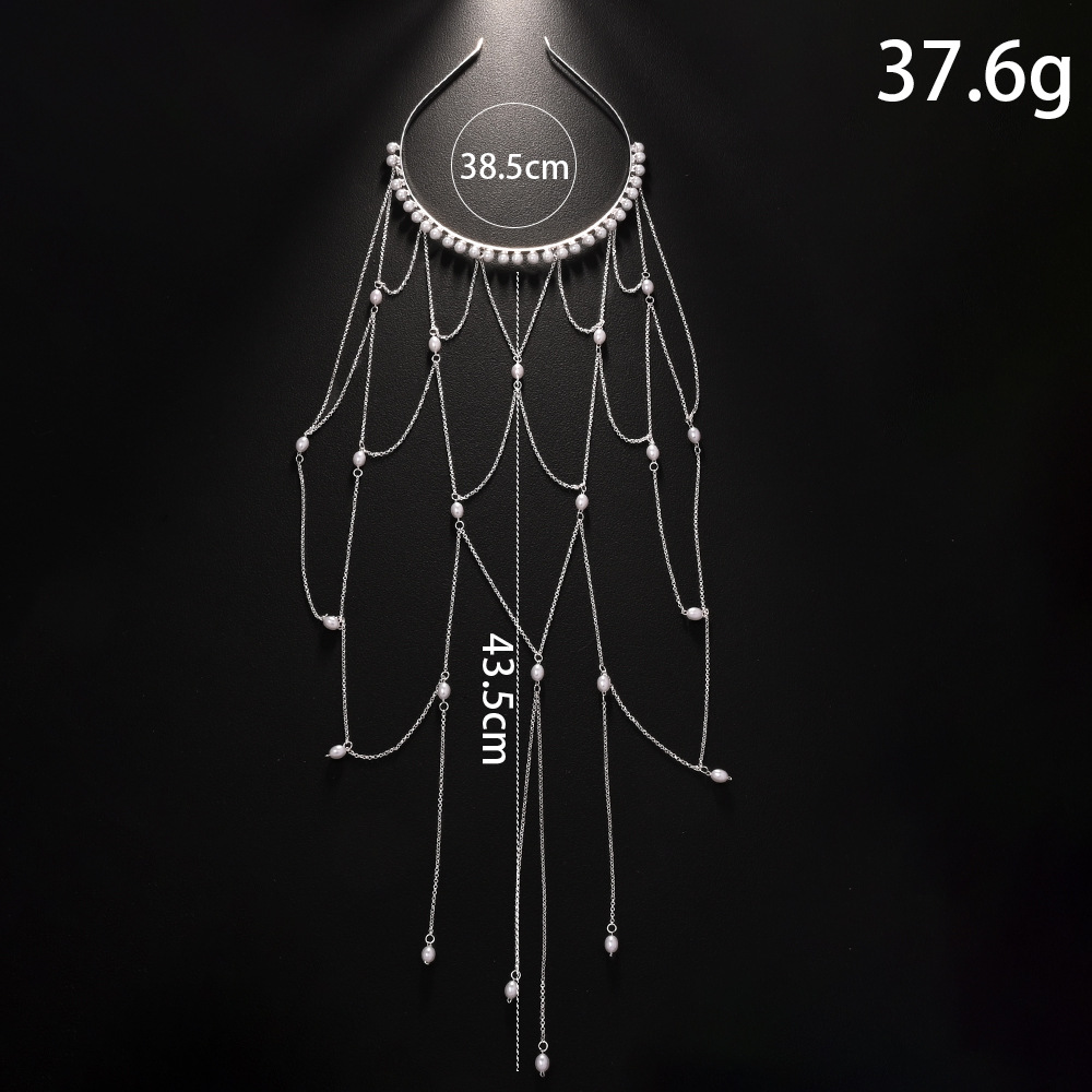 Europa y los Estados Unidos de la nueva red de bordillos de perlas temperamento cadena de cabello banquete accesorios de combinación banda de cabeza femenina