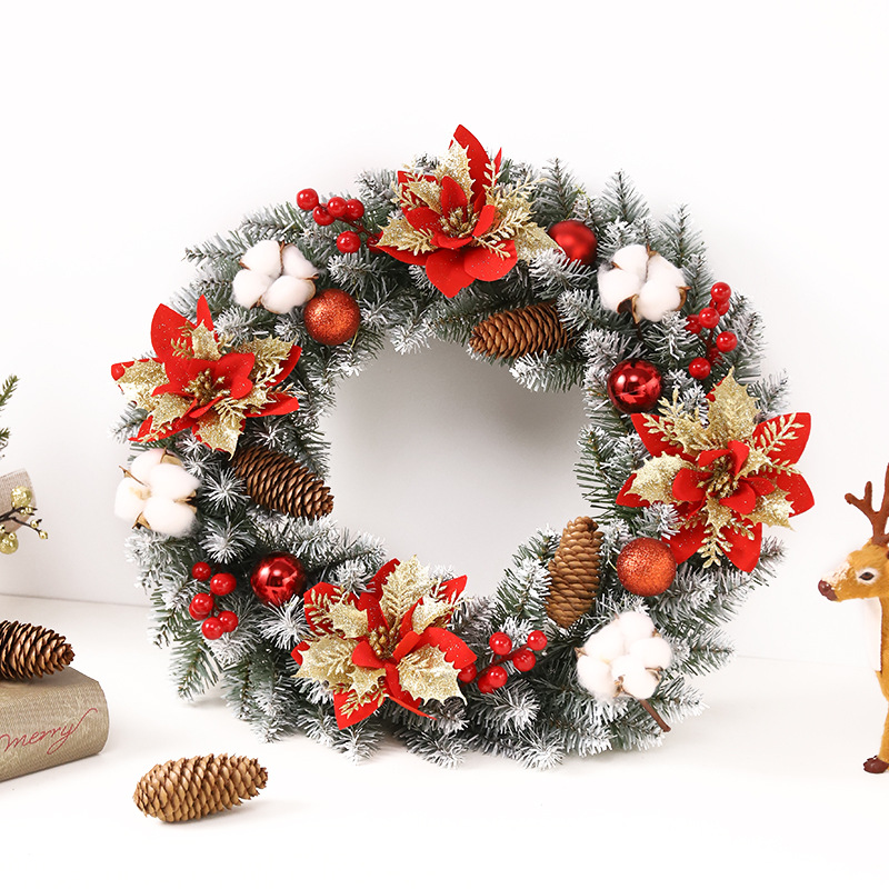 Ventas directas de la fábrica nuevas decoraciones de Navidad transfronterizo hecho a mano guirnalda artificial puerta colgante ventana Decoración Accesorios guirnalda