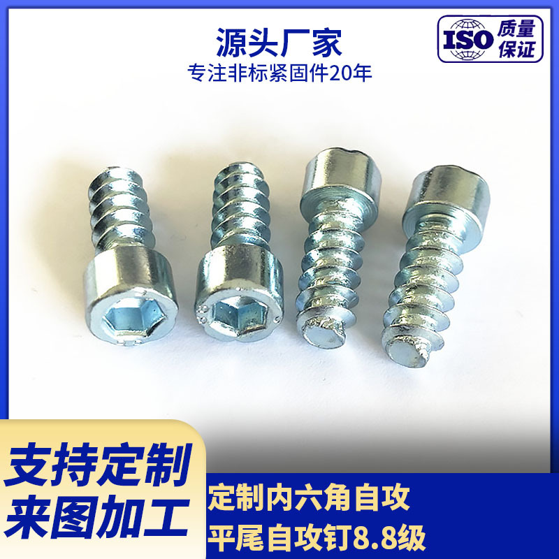 厂家专业生产内六角圆柱头自攻螺钉 高强度8.8级B型平尾自攻