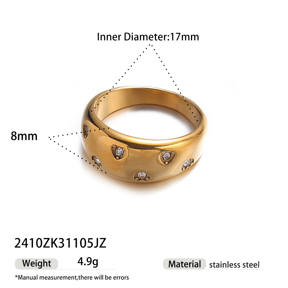 Anillo de acero inoxidable europeo y americano de Tena, diseño de nicho femenino, anillo de acero de titanio con incrustaciones de todo fósforo, joyería de explosión transfronteriza