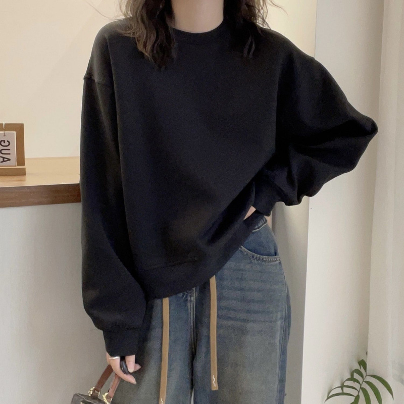 穿不腻闭眼入今年流行咖啡色圆领女卫衣短款秋冬女2025新款加绒|undefined
