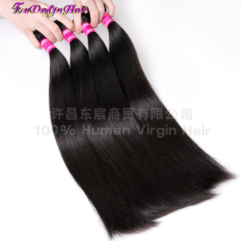 Postizo de cabello humano real de 15A, cabello brasileño liso, peluca de cabello real, volumen alto, cabello largo y liso, alta densidad