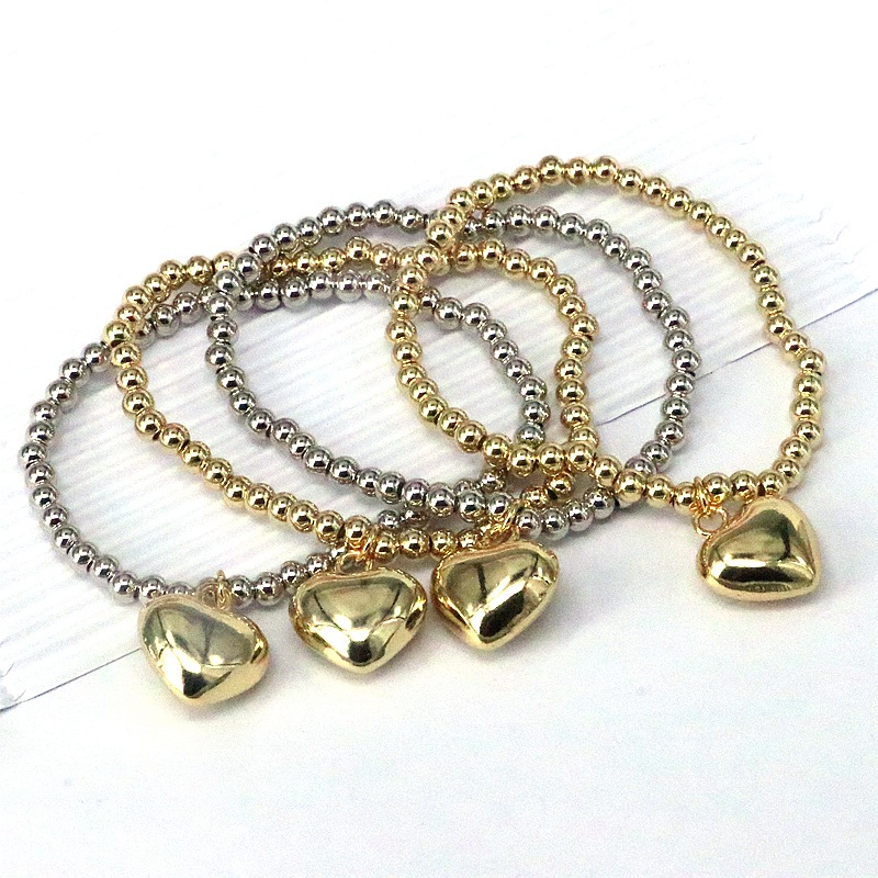 1 Piece Quantity Copper Ig Style Simple Style Heart Shape Beaded Plating Bracelets