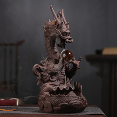 Cross-border large dragon Zisha incense burner ceramic ornament antique home indoor sandalwood agarwood incense burner decoration