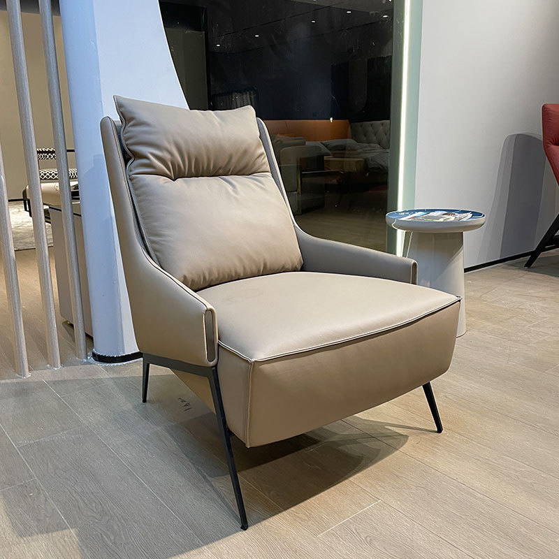 Dyn-37 Sofa Chair Single Leisure Chair Simple Lazy Chair First Layer Cowhide down Soft Bag Steel Frame Home Office