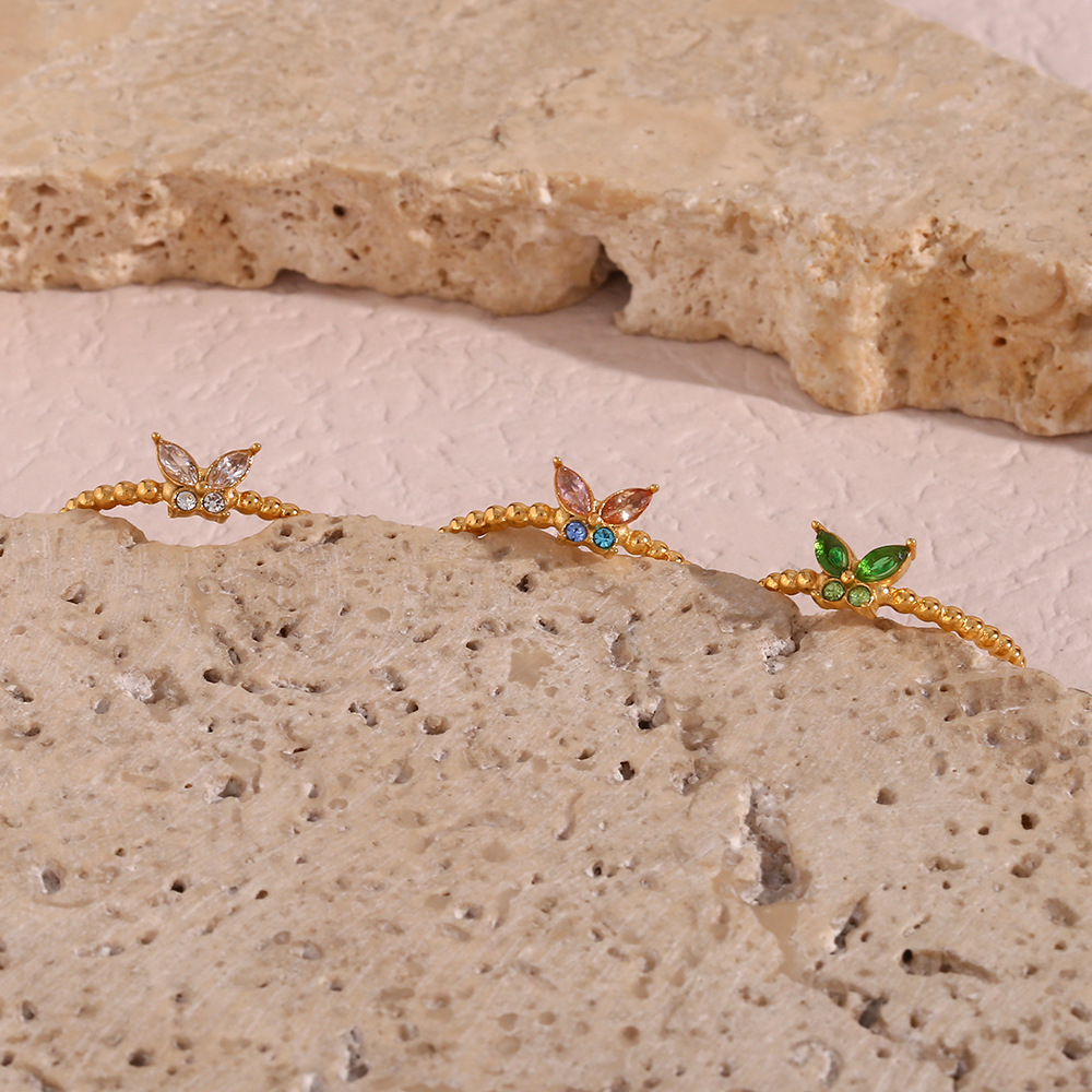 304 Stainless Steel Material PVD Coated Real Gold Plated 18K Gold Butterfly 304 Stainless Steel Waterproof Non Tarnish Rings