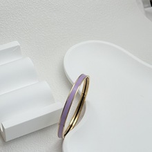 H手镯女18k玫瑰金圆形闭口珐琅彩素圈叠戴跨境批发