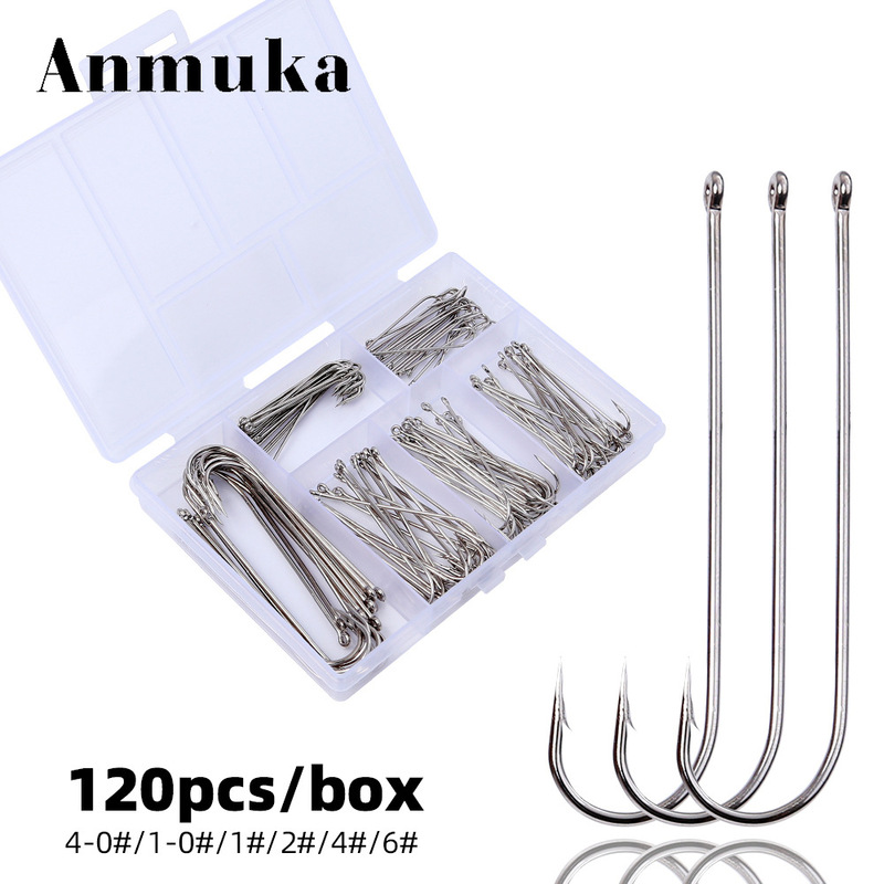120 boxes of arabic tin tube long handle with holes and barbed sea fishing hooks karis long handle crooked mouth fish hooks