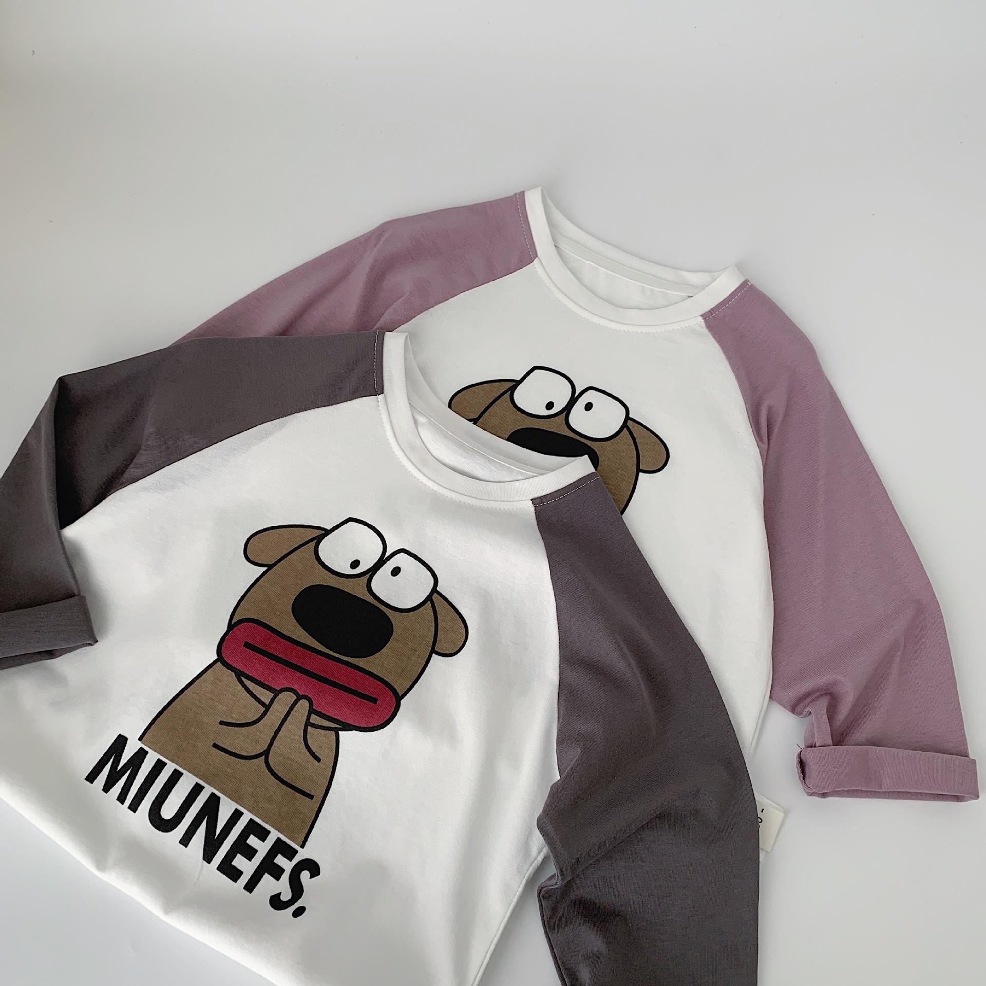 [Precio especial todos los días 12,99 yuanes] Camiseta de manga larga para niños Maibao Sudadera de algodón 100% de dibujos animados para niños y niñas coreanos