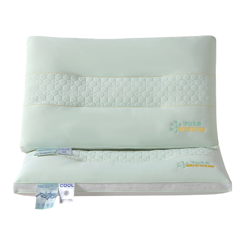 Almohada de látex de seda de hielo súper suave y fresca, cuidado de la columna cervical para adultos en el hogar, almohada para dormir, un par de cabezas enteras para hombres y mujeres verano