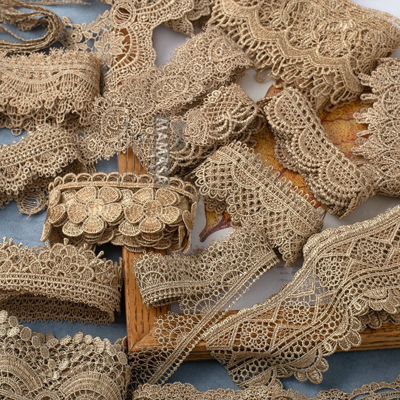 hilo de oro bordado soluble en agua rosa oro encaje encaje DIY ropa hecha a mano lolita accesorios fabricantes al por mayor