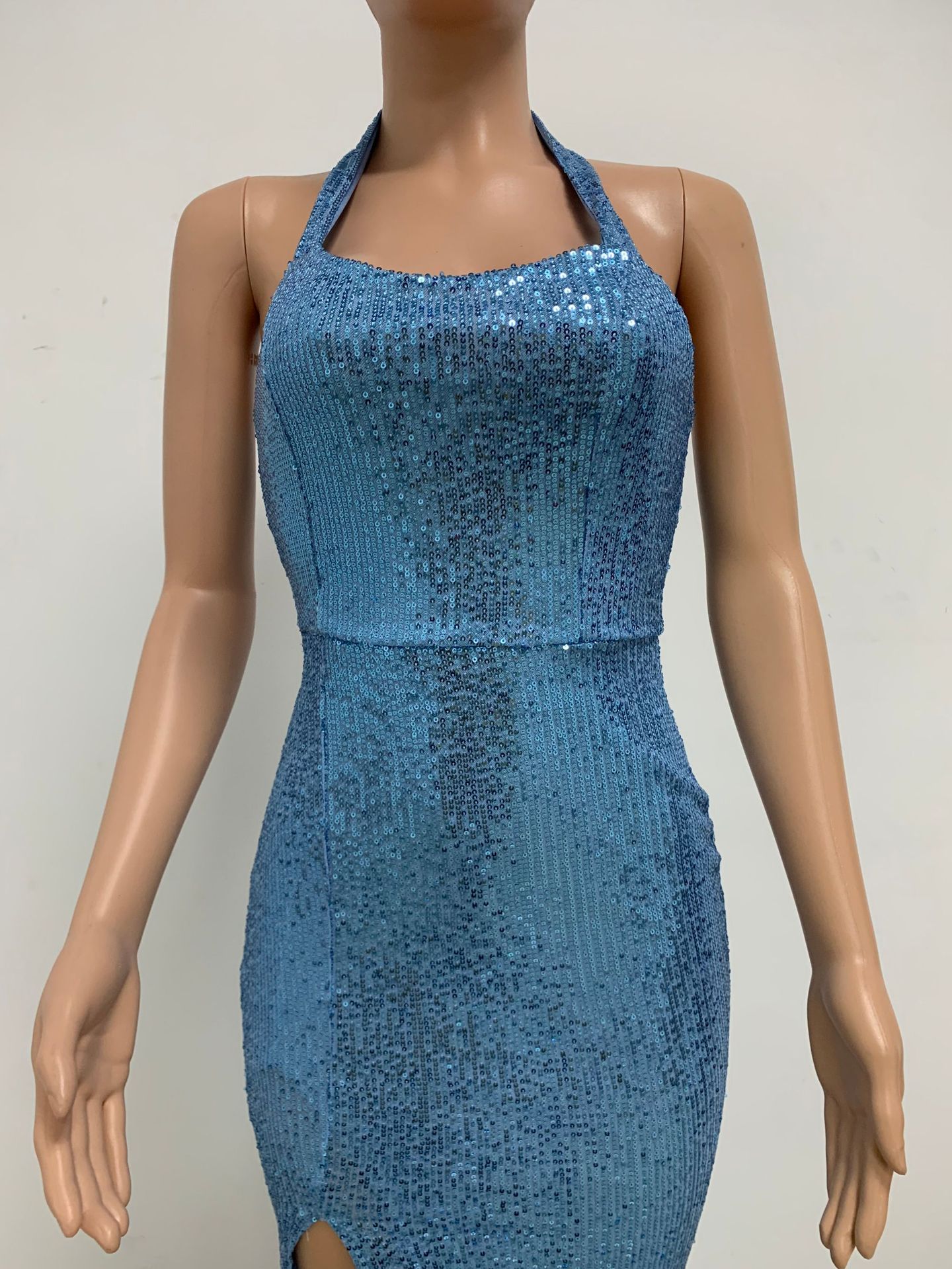 350g Weight Maxi Long Dress Dress Length Type Sleeveless Sleeve Length Party Dress Dresses Type Spandex, Polyester Fabric Type High Waist Waist Line Banquet, Party Occasion Halter Neck Neckline Slim Fit Type Solid Color Pattern Summer, Spring, Autumn Season Women's Gender Sequins Design Elegant, Sexy Style Wholesale Women's Elegant Sexy Sequins Solid Color Banquet Party Halter Neck Sleeveless Party Dress 51