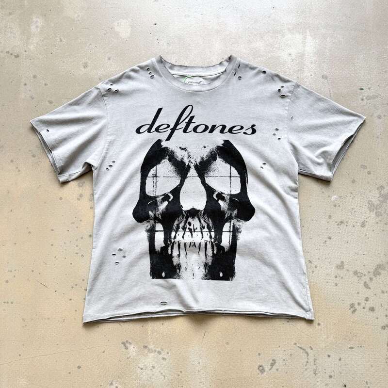 Rose Skull Limited Edition Tribute to Deftones, Distressed Washed-Out Short-Sleeve T-Shirt Rose Skull Limited Edition Tribute to Deftones, Distressed Washed-Out Short-Sleeve T-Shirt