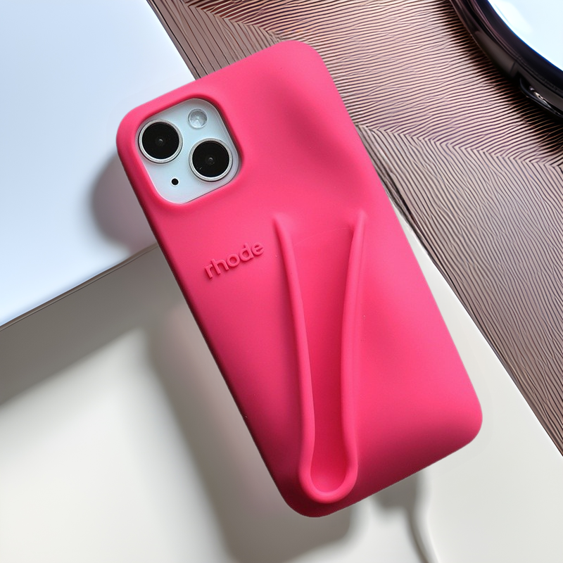 Силиконовый чехол для телефона (Apple) серии iPhone 13/14/15/16 — карман с трубкой-блеском, матовая поверхность