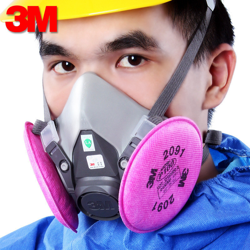 3M 6200搭配2091滤棉防尘面具工业粉尘打磨装修煤矿面罩 P100级别