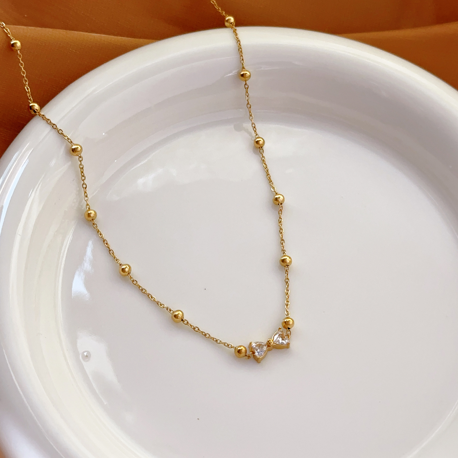 Pulsera de circón con lazo de lujo ligero francés, temperamento de moda femenina, joyería a mano simple, collar de lujo ligero, joyería que no se desvanece image 2
