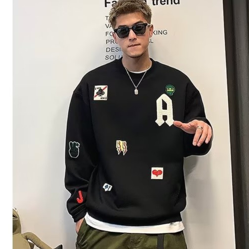Maglione a maniche lunghe girocollo da uomo in edizione coreana autunnale Tendenza versatile Design della moda americana Sensazione stupida e_voghion.com