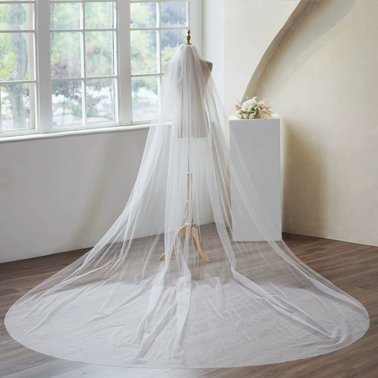 Однослойная тонкая флэш-пряжа, длинное большое расширенное основное свадебное платье со шлейфом, свадебные головные уборы, Amazon Ebay, трансграничная Внешняя торговля