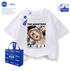 NASA帅气潮牌拉布布儿童卡通可爱夏季2025新款男女童半袖上衣服