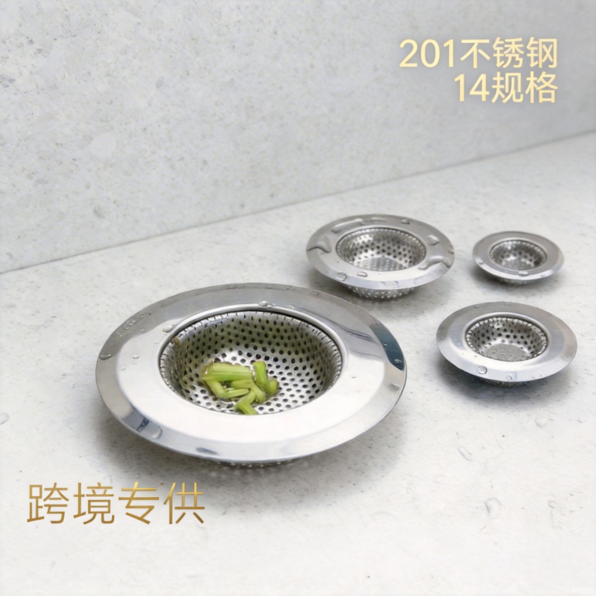 不锈钢厨房水槽过滤网下水道防堵地漏跨境专供一件代发