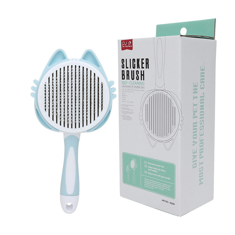 Peine para gatos para eliminar el pelo suelto, peine de agujas para gatos, peine con botón autolimpiante, peine para mascotas, peine para pelo de gato, especial para el cuidado de gatos.