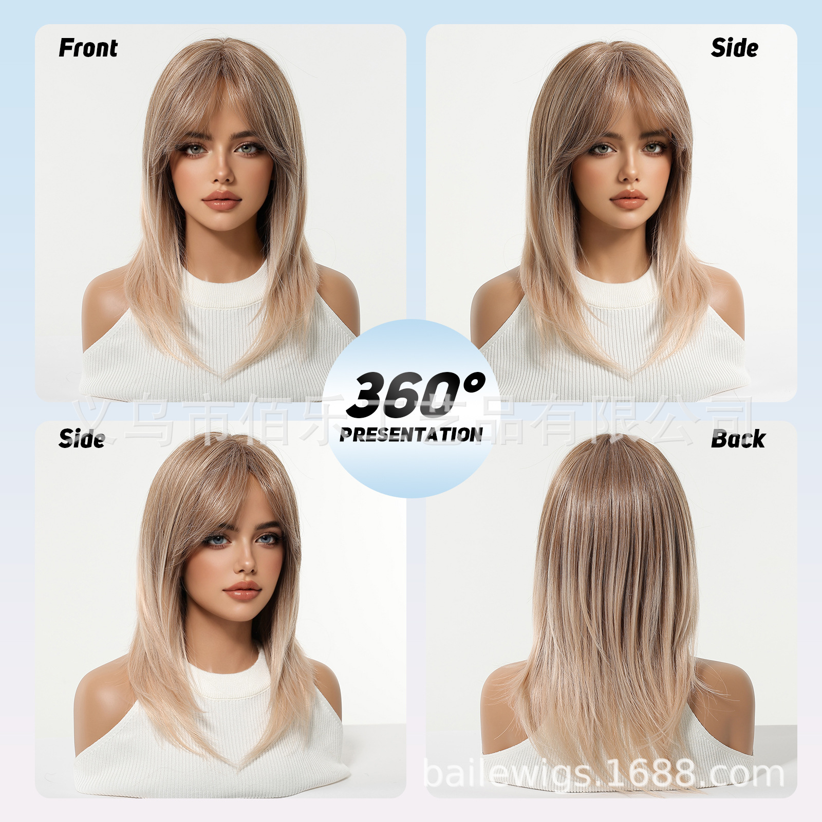 Peruca de mujer cabeza completa cubierta de ocho caracteres franjas gradiente de pelucas de alto nivel europeas y americanas venta caliente Xuchang pelucas